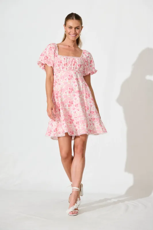 Shella Dress In Pink Floral Print sold by St Frock