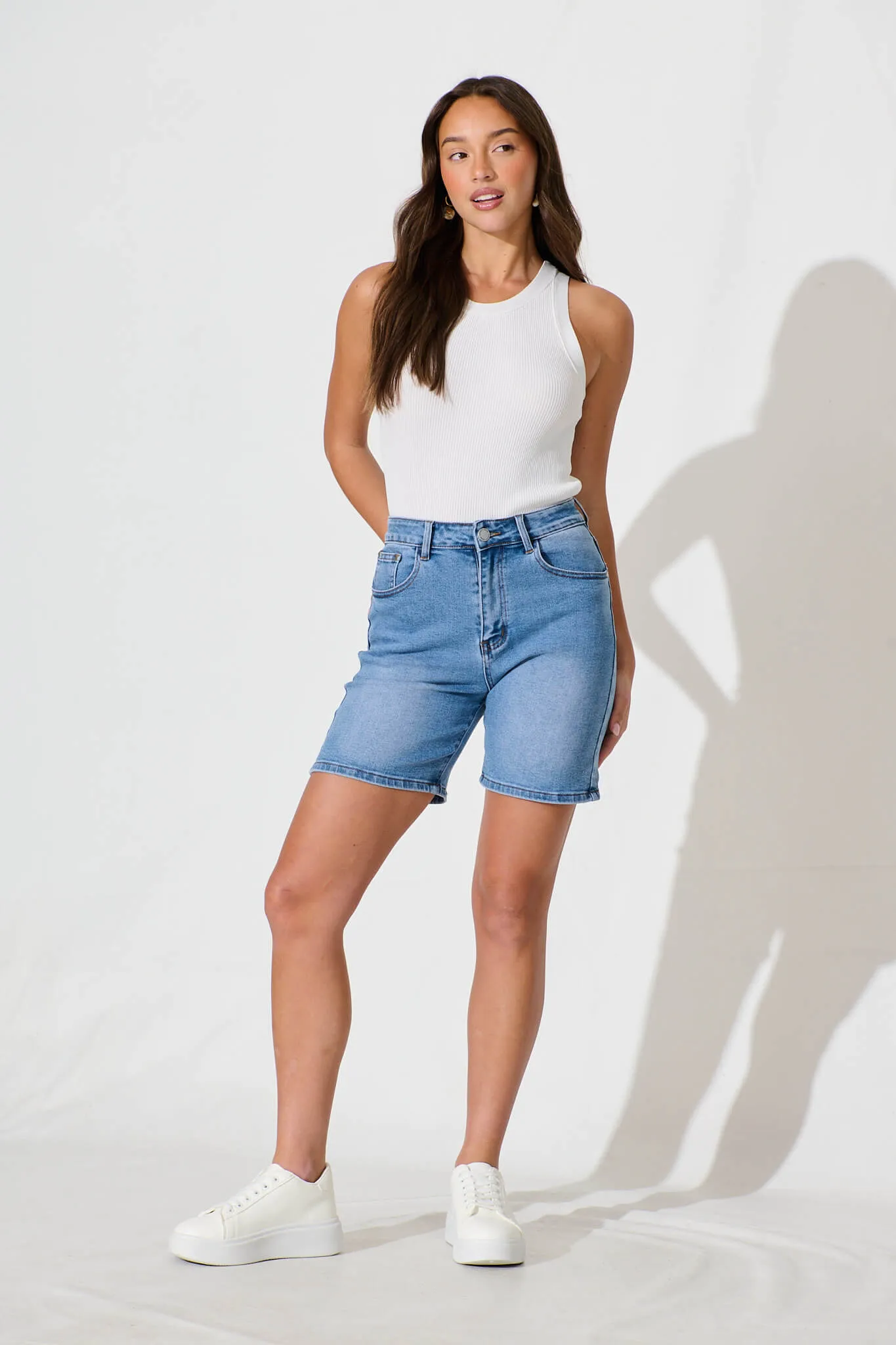 Alden Denim Short in Mid Blue sold by St Frock product image thumbnail 4