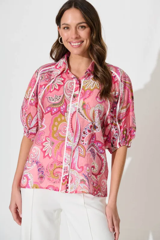 Sedgewick Shirt In Pink Paisley sold by St Frock