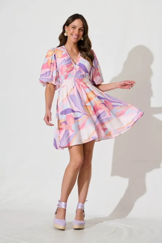 Eileen Dress In Lilac And Multi Print sold by St Frock