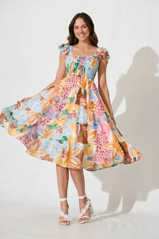 Anastasia Midi Dress In Multi Print sold by St Frock