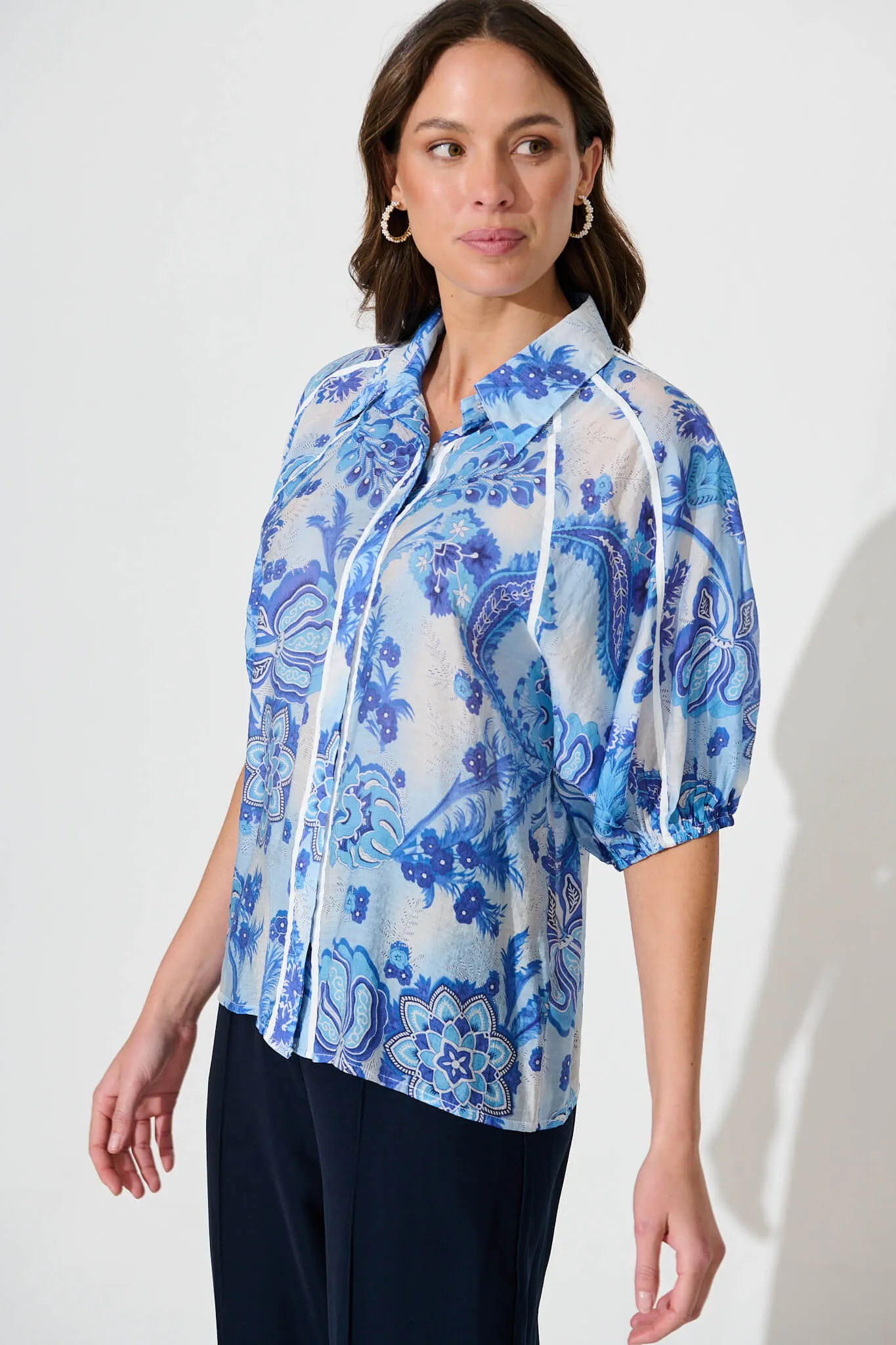 Sedgewick Shirt In Blue Paisley sold by St Frock product image thumbnail 2