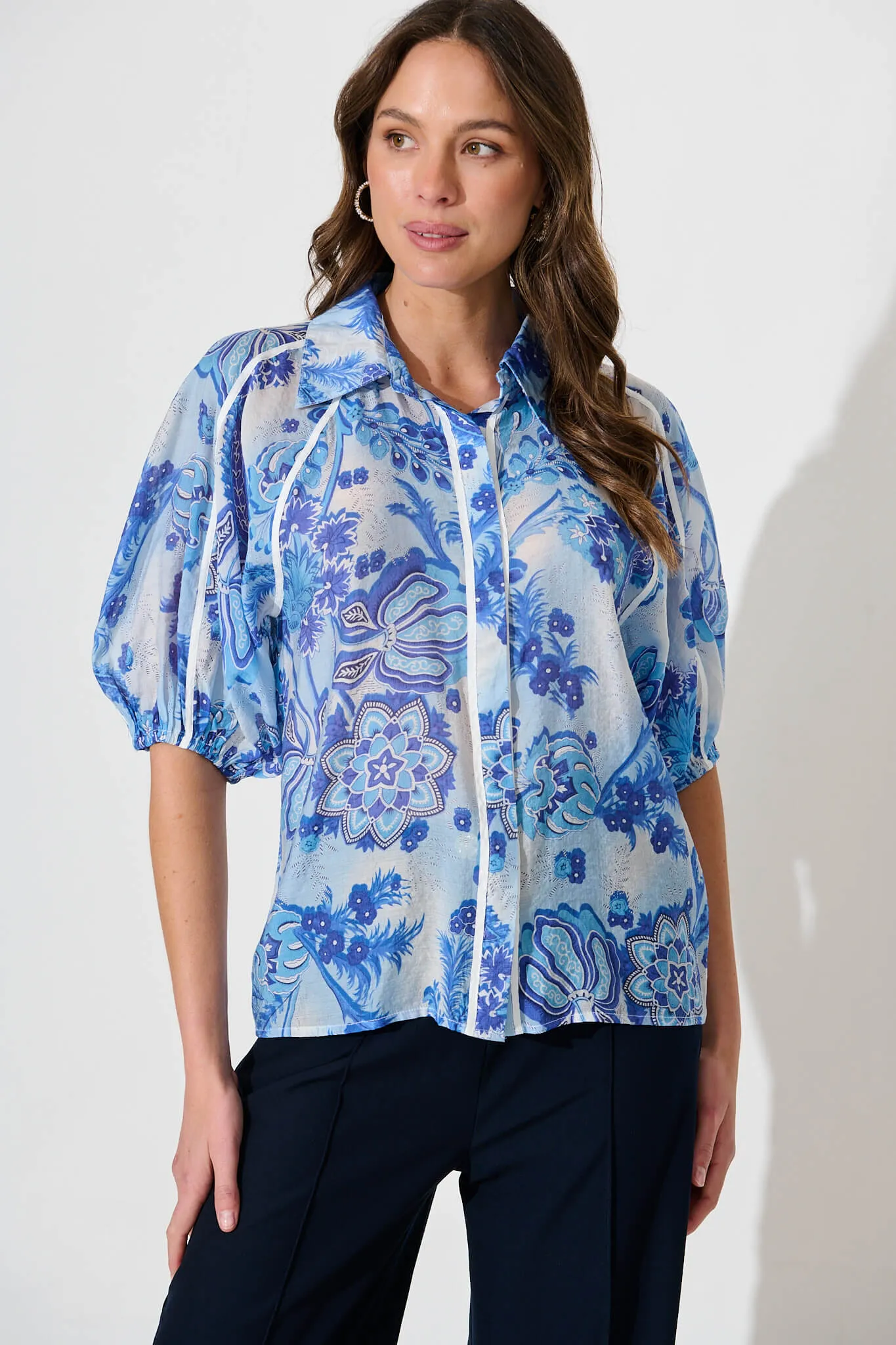 Sedgewick Shirt In Blue Paisley sold by St Frock