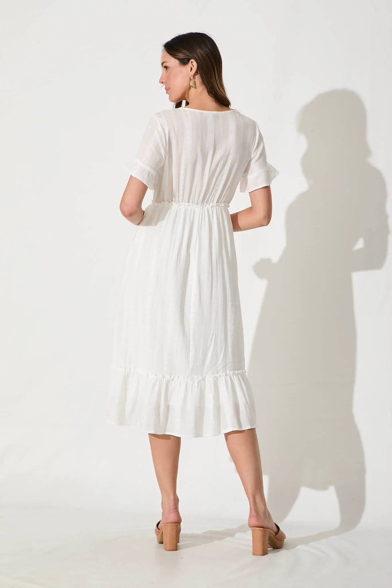 Clea Midi Dress in White Cotton sold by St Frock product image thumbnail 4