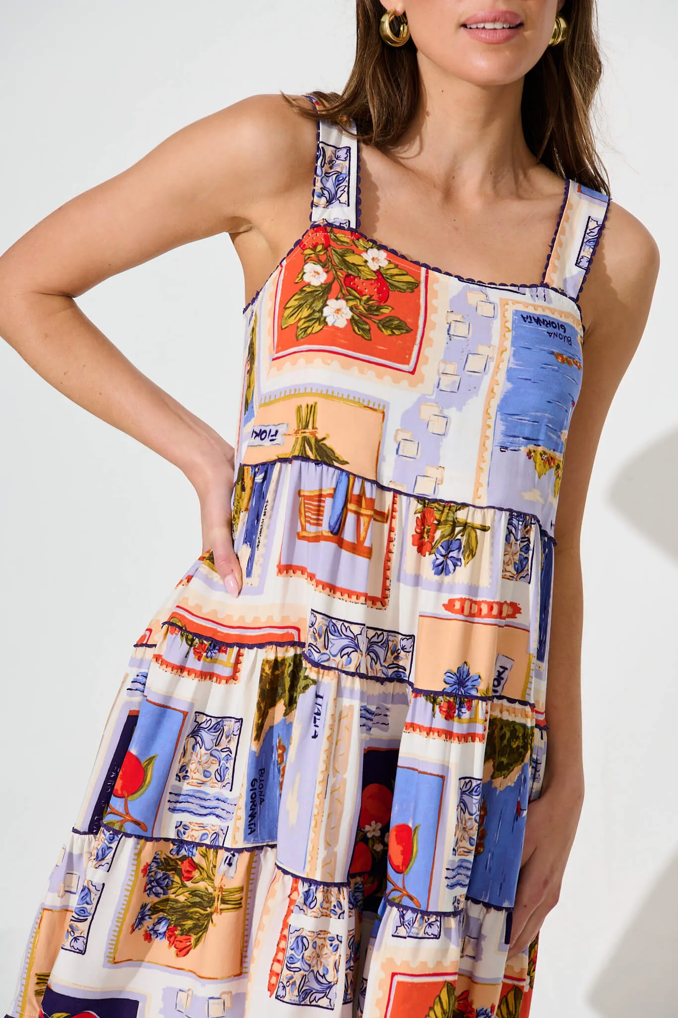 Coastal Sundress In White Multi Postcard Print sold by St Frock product image thumbnail 5