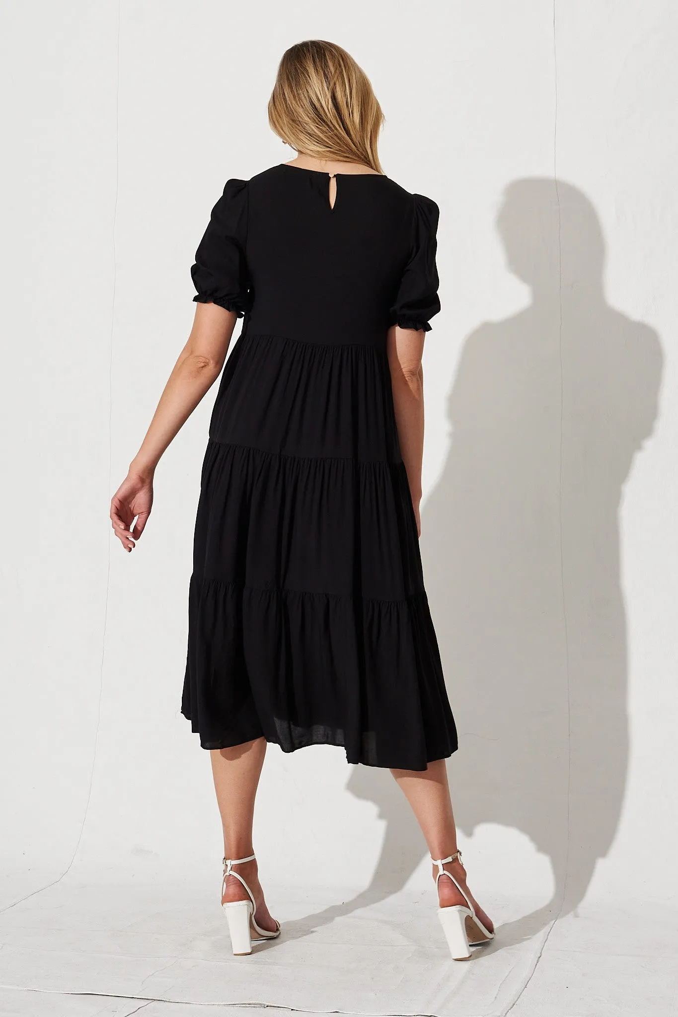 Nevi Midi Smock Dress In Black sold by St Frock product image thumbnail 4
