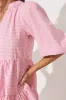 Kehlana Tiered Smock Dress In Pink With White Gingham sold by St Frock