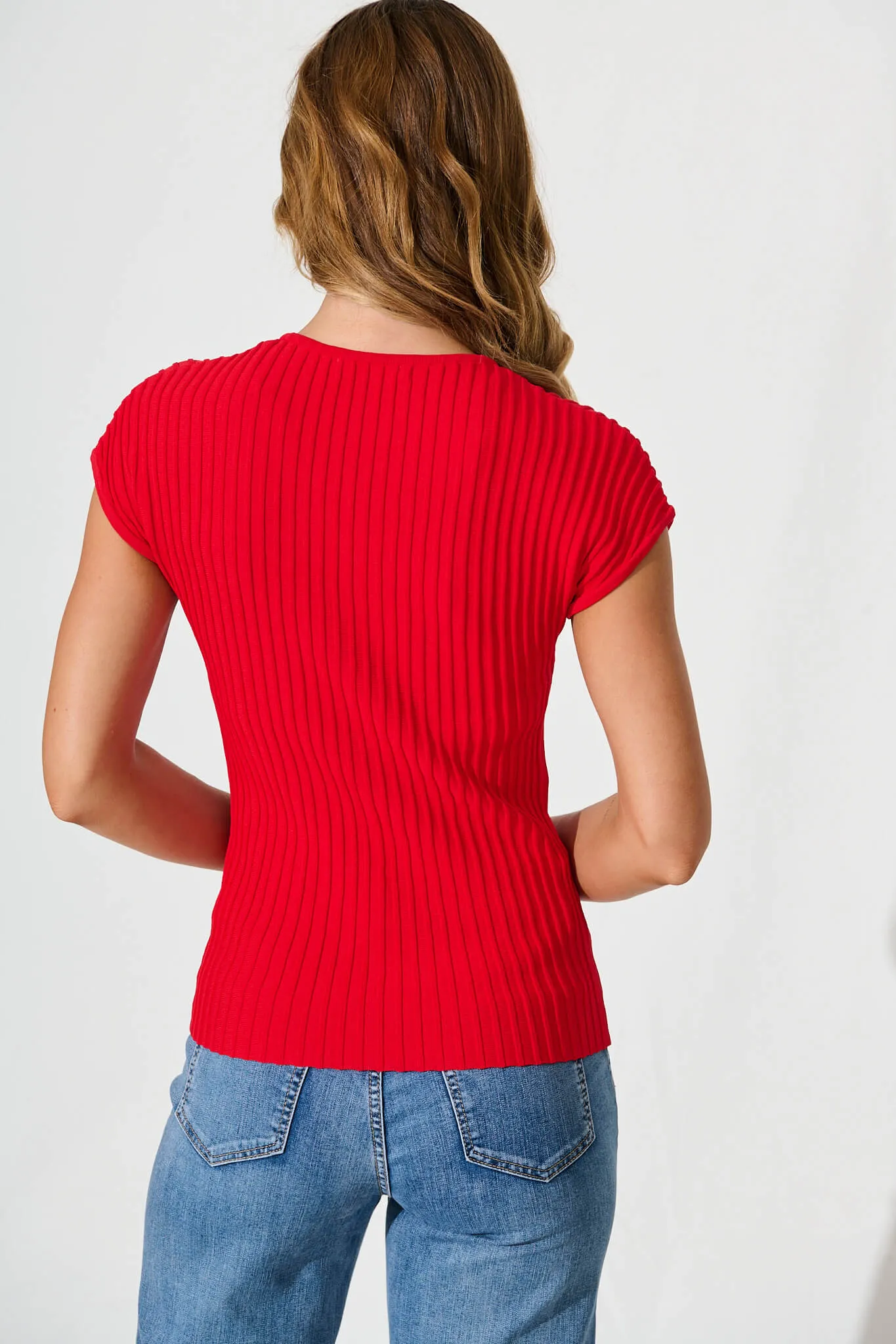 Mamie Knit Top In Red sold by St Frock product image thumbnail 3