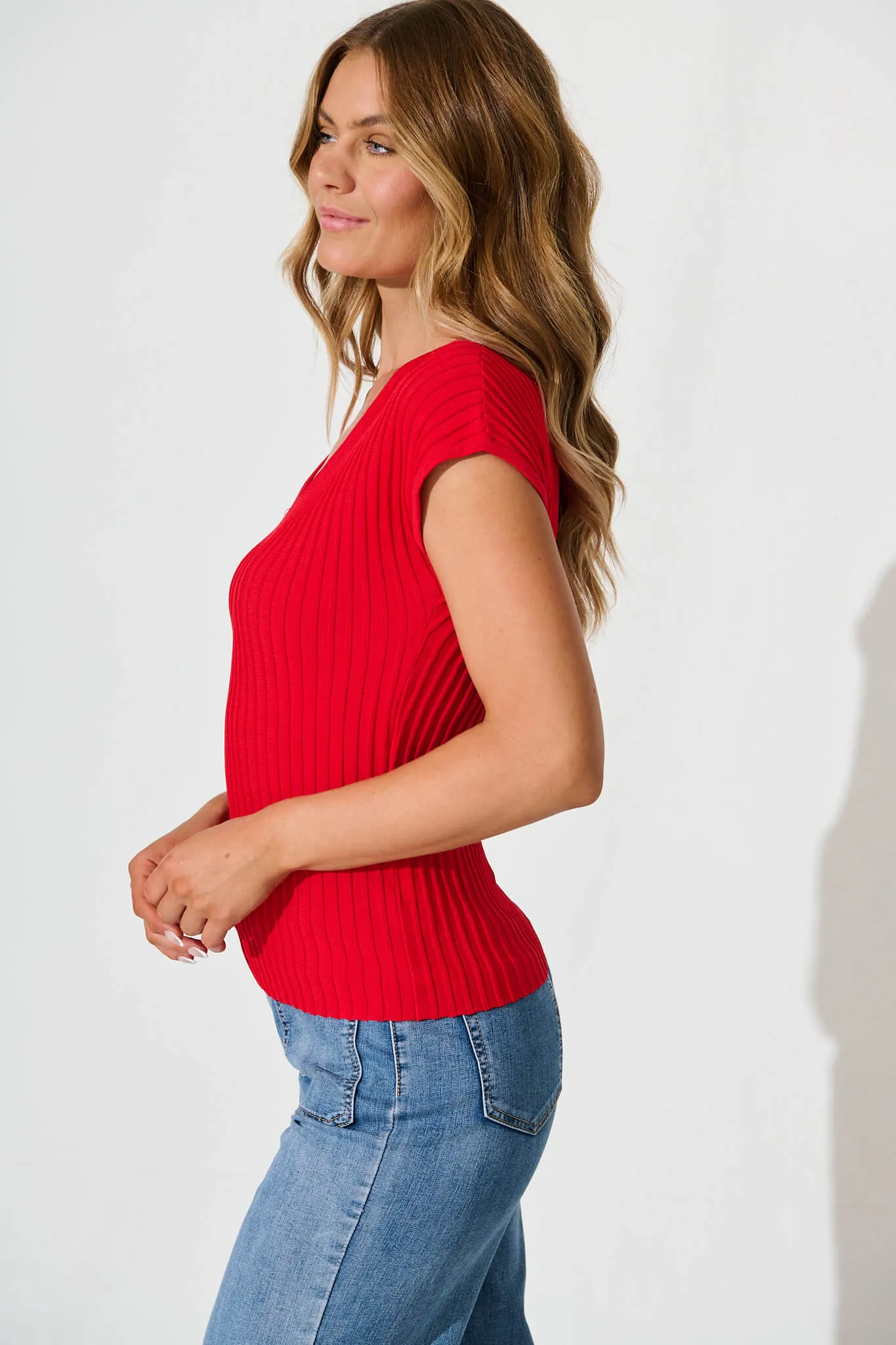Mamie Knit Top In Red sold by St Frock product image thumbnail 2