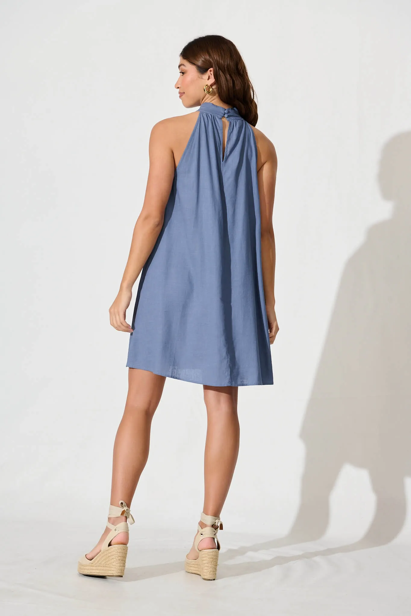 Hazelhurst Dress In Blue Linen Blend sold by St Frock product image thumbnail 4