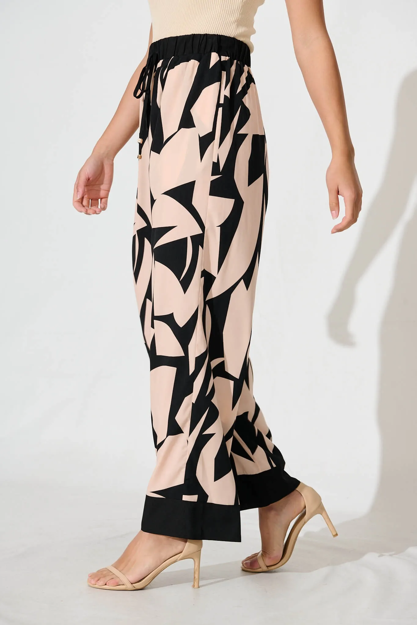 Howland Pant In Beige With Black Geometric Print sold by St Frock product image thumbnail 2