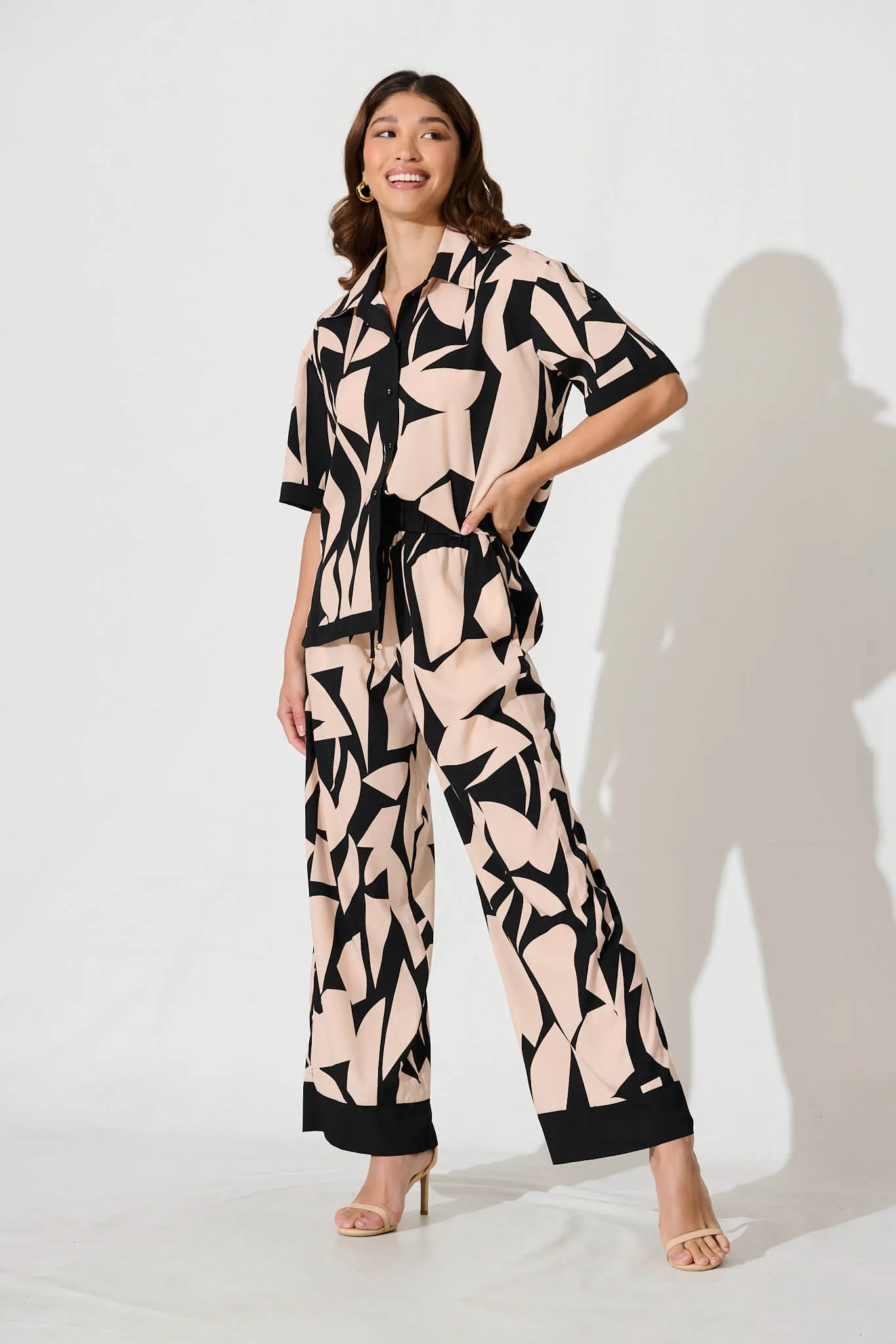 Howland Pant In Beige With Black Geometric Print sold by St Frock product image thumbnail 5