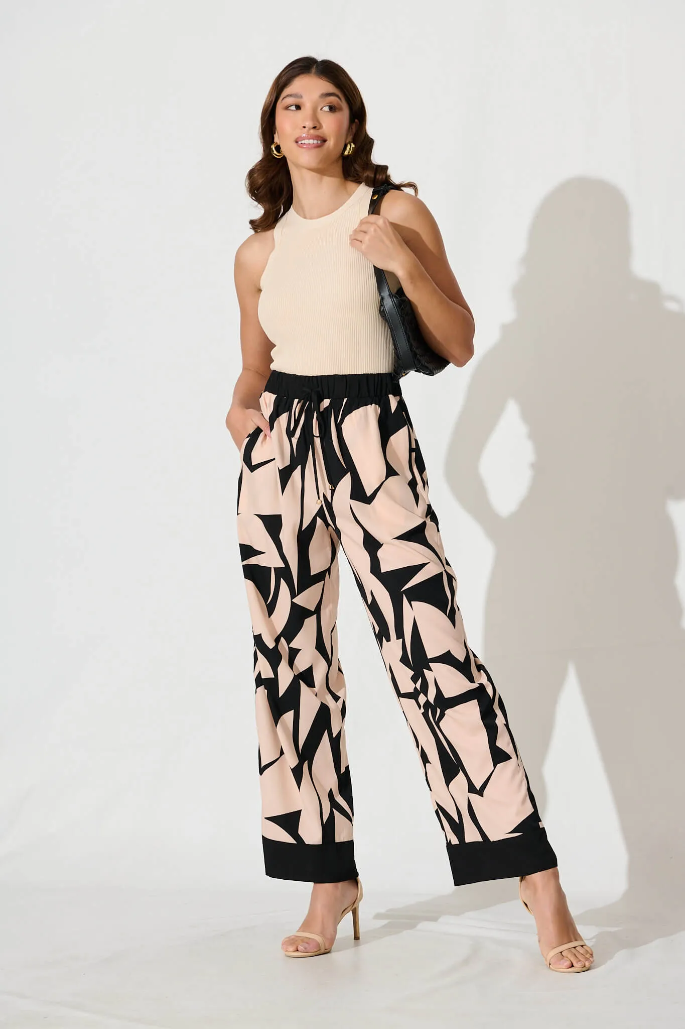 Howland Pant In Beige With Black Geometric Print sold by St Frock product image thumbnail 4