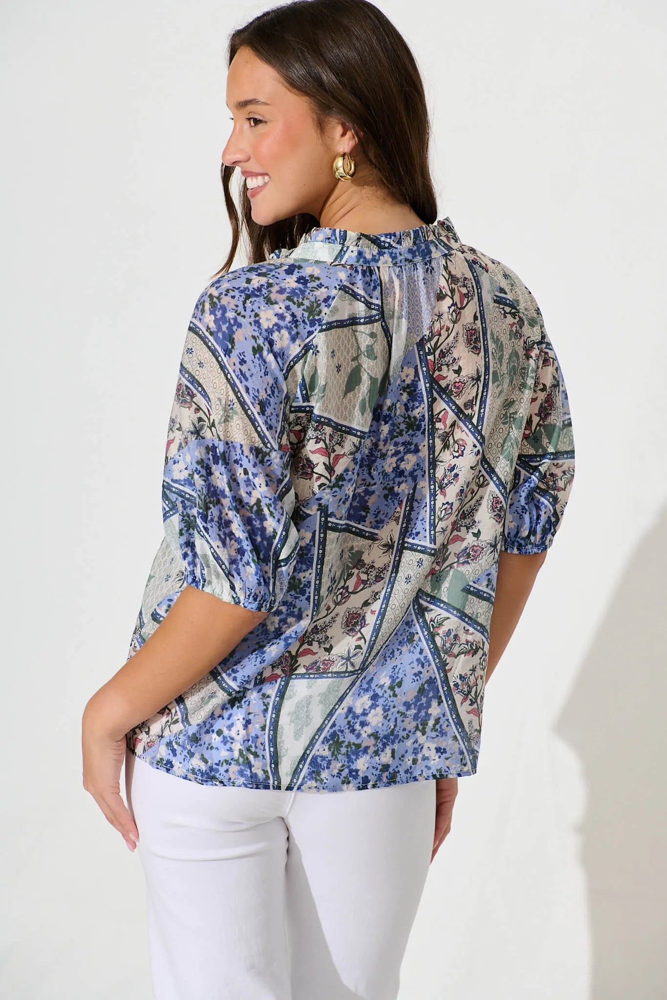 Zoya Top In Blue Patchwork sold by St Frock product image thumbnail 3