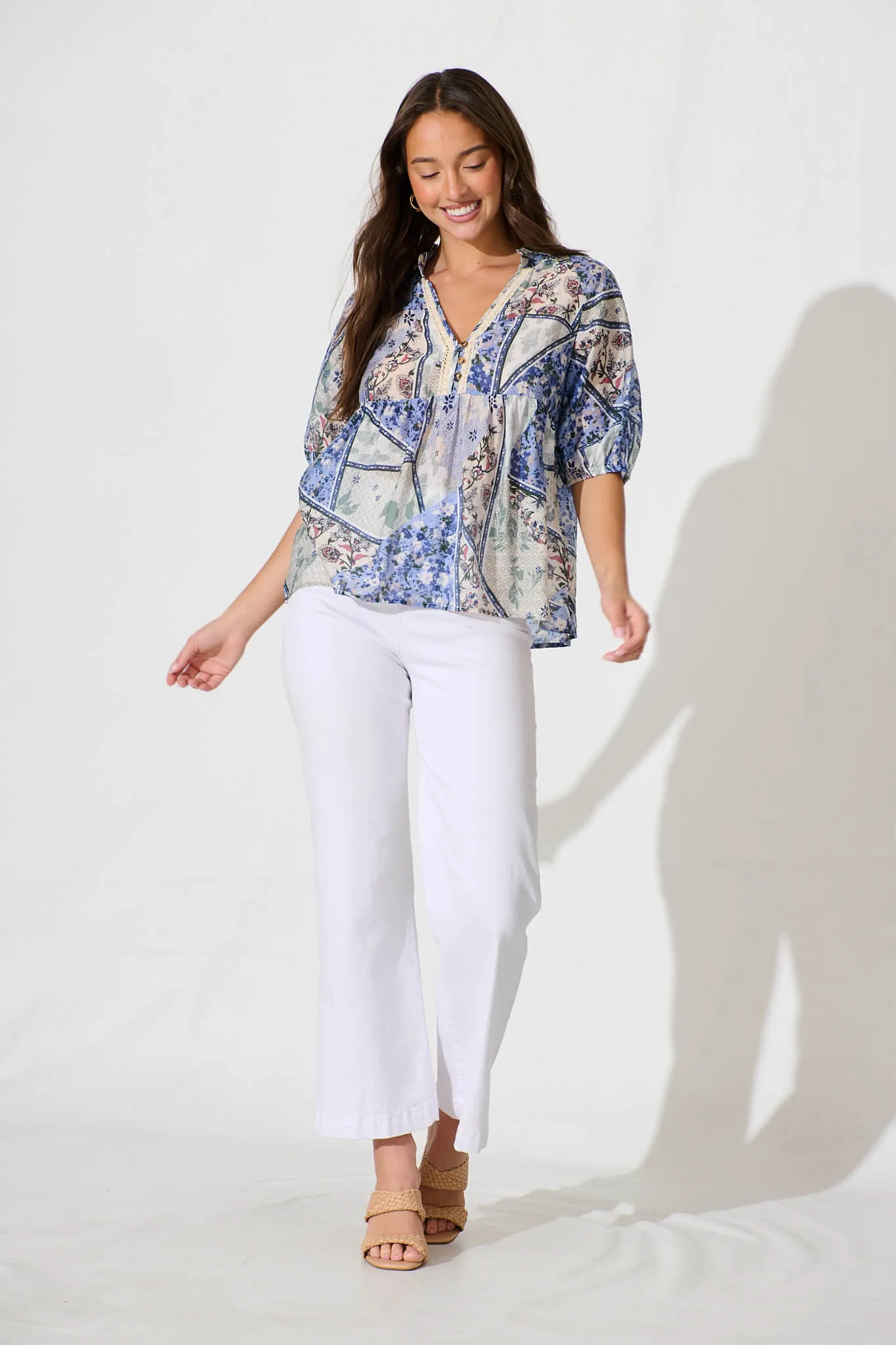 Zoya Top In Blue Patchwork sold by St Frock product image thumbnail 4