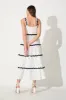 Hara Maxi Sundress In White With Navy Ric Rac Trim Cotton sold by St Frock