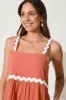 Hara Maxi Sundress In Rust With White Ric Rac Trim Cotton sold by St Frock