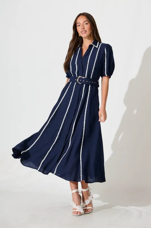 Adore Maxi Shirt Dress in Navy sold by St Frock