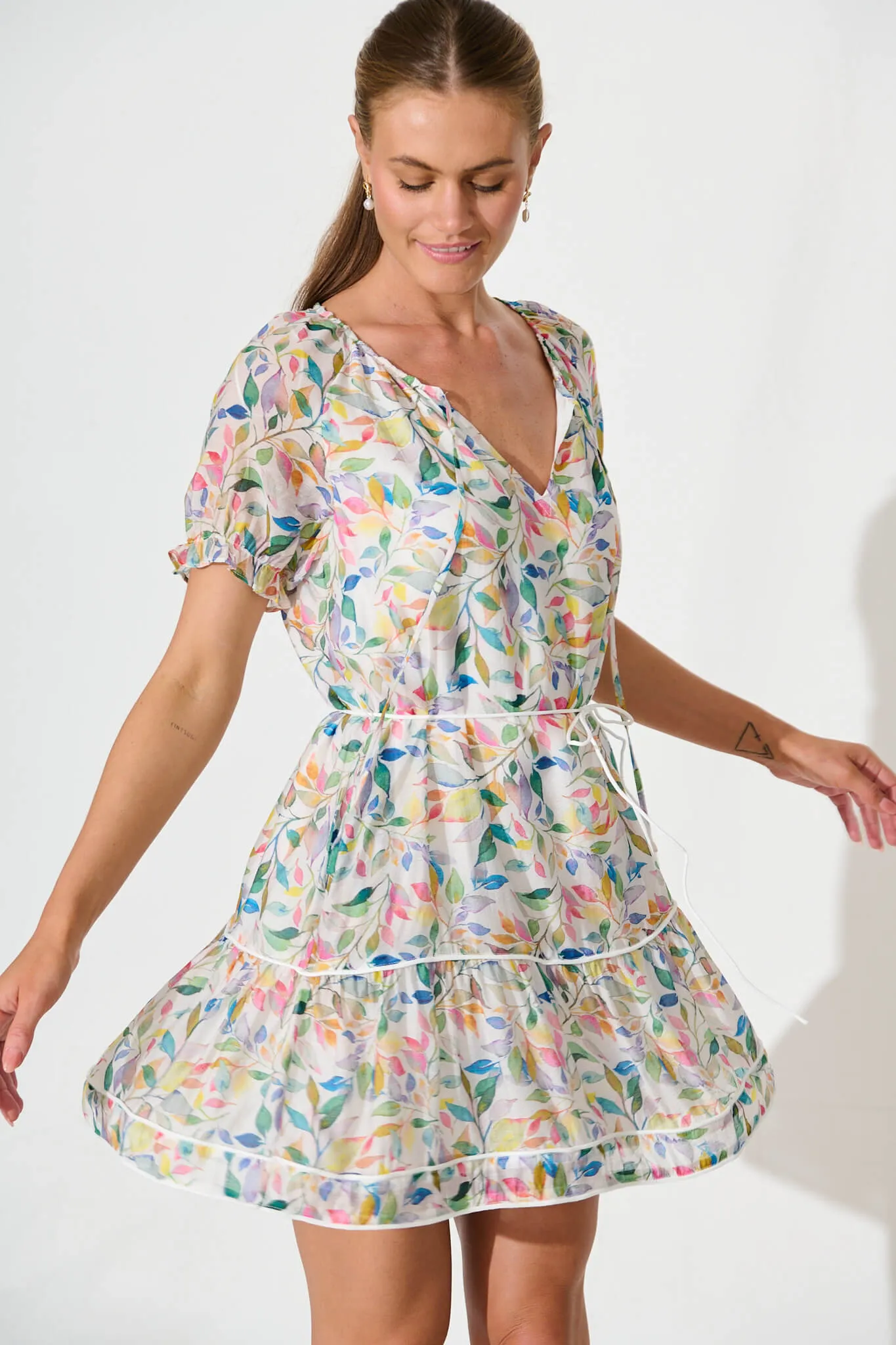 Mabel Dress In Multi Leaf Print sold by St Frock product image thumbnail 2