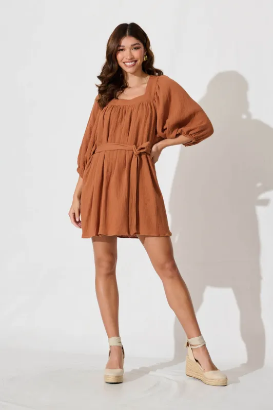 Bonneau Shift Dress In Chocolate sold by St Frock