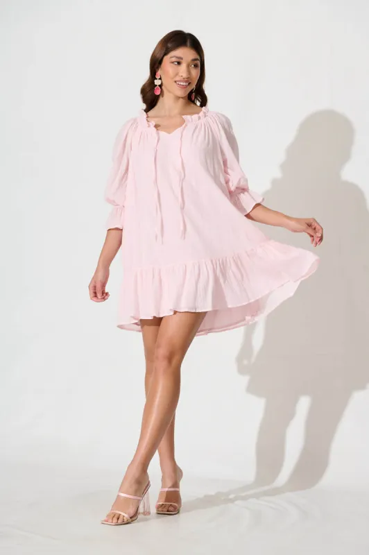 Livie Smock Dress In Blush Cotton sold by St Frock