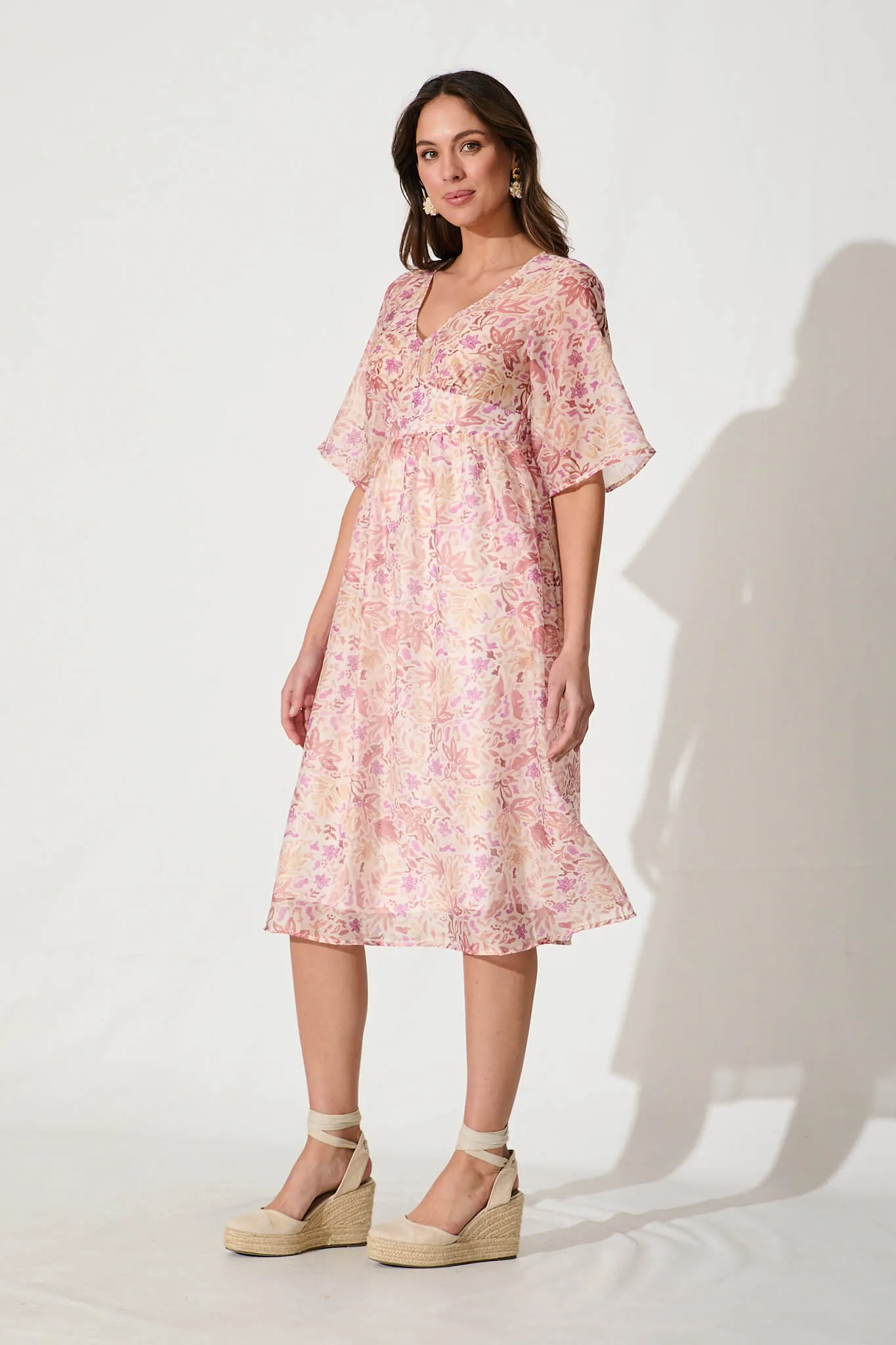 Angie Midi Dress In Pink Sketch Print sold by St Frock product image thumbnail 3