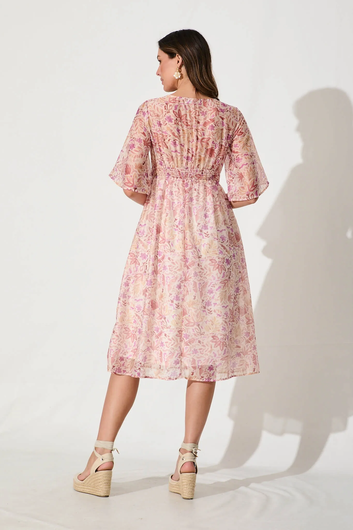 Angie Midi Dress In Pink Sketch Print sold by St Frock product image thumbnail 4