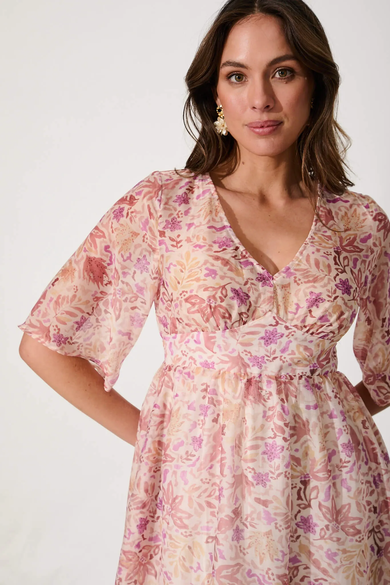 Angie Midi Dress In Pink Sketch Print sold by St Frock product image thumbnail 5
