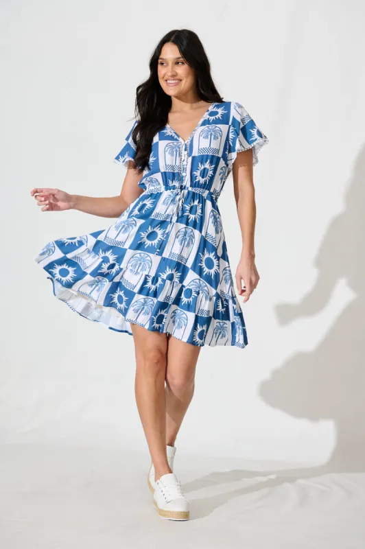 Tara Dress In Navy With White Print sold by St Frock