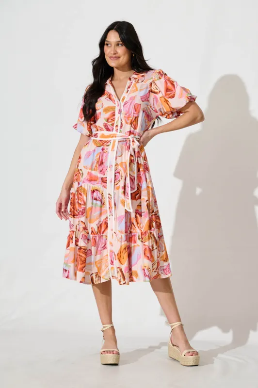 Aoife Shirt Dress in Rust Multi sold by St Frock