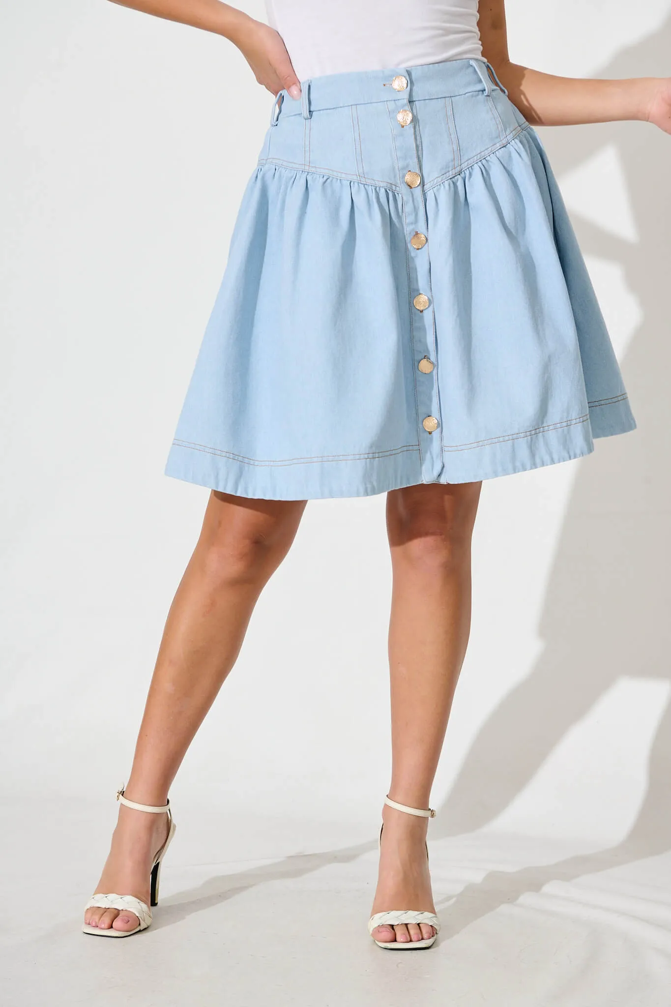 Judi Denim Skirt In Light Blue sold by St Frock