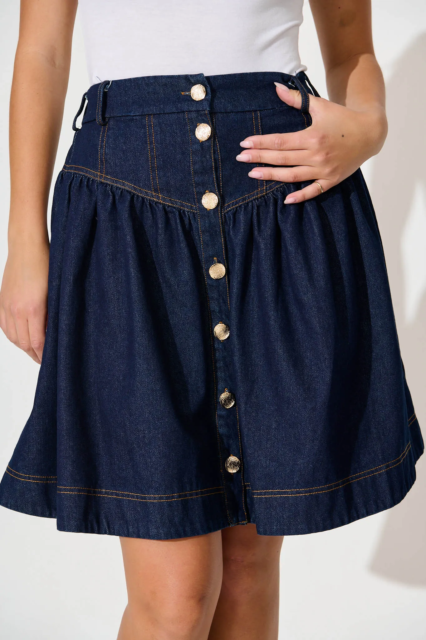 Judi Denim Skirt In Dark Blue sold by St Frock product image thumbnail 5