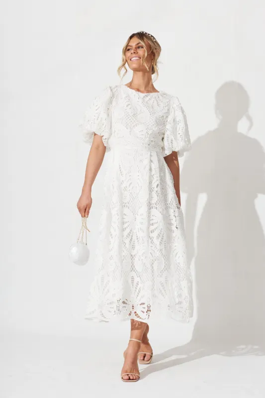 Tillie Lace Maxi Dress In White sold by St Frock