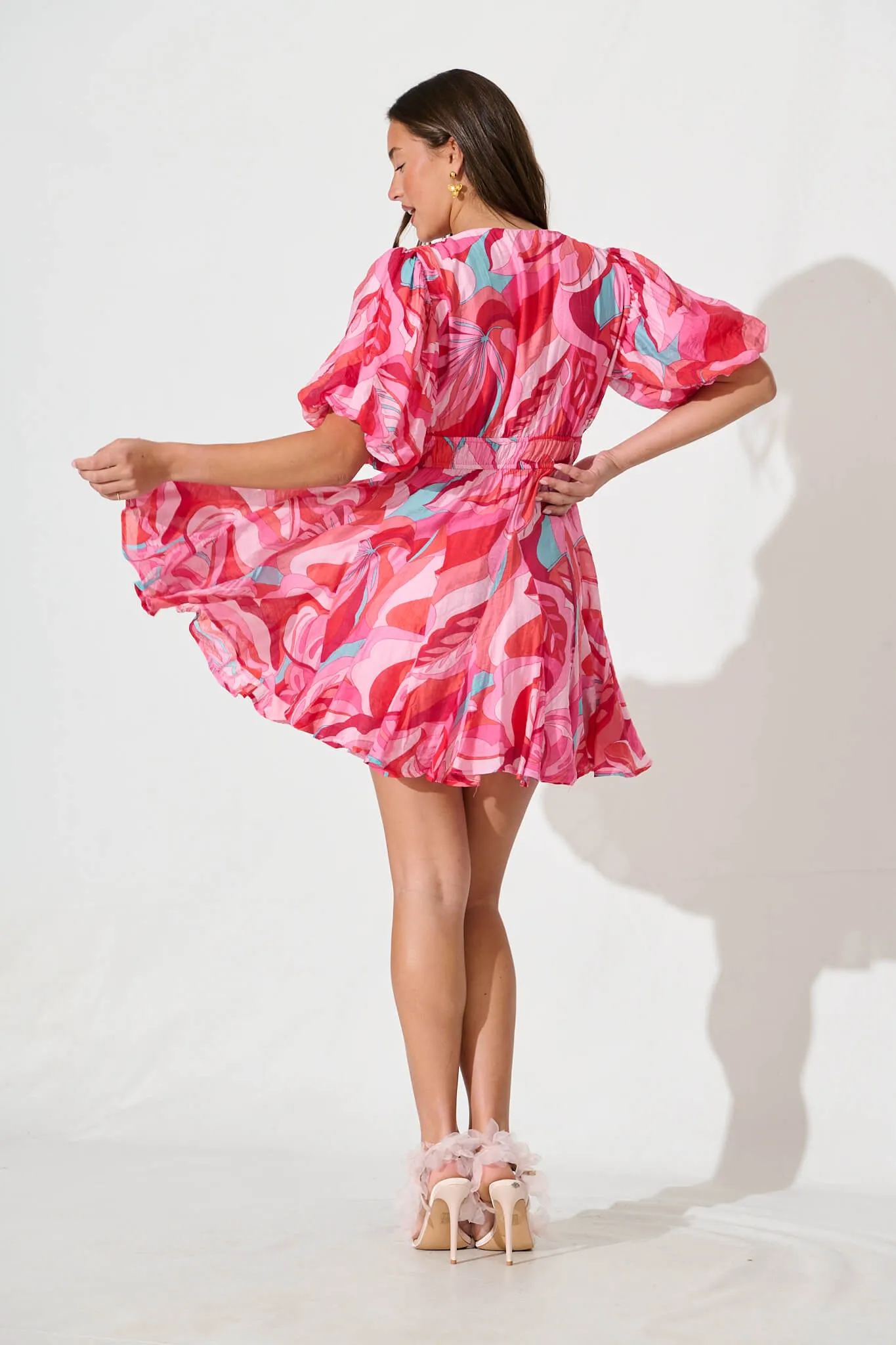 Adalynn Dress in Pink with Multi Print sold by St Frock product image thumbnail 5