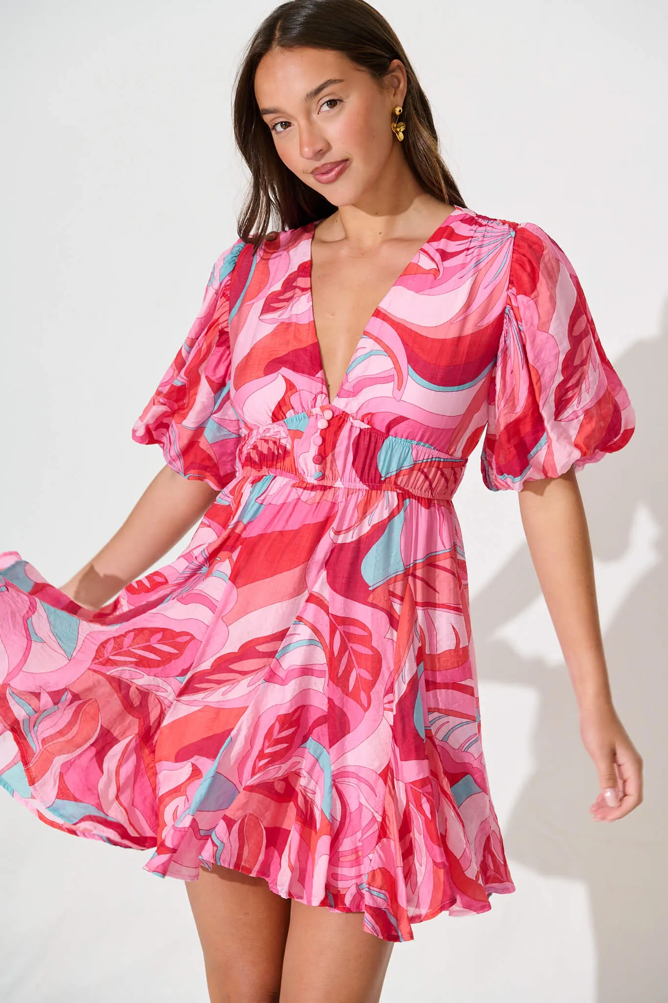 Adalynn Dress in Pink with Multi Print sold by St Frock product image thumbnail 2