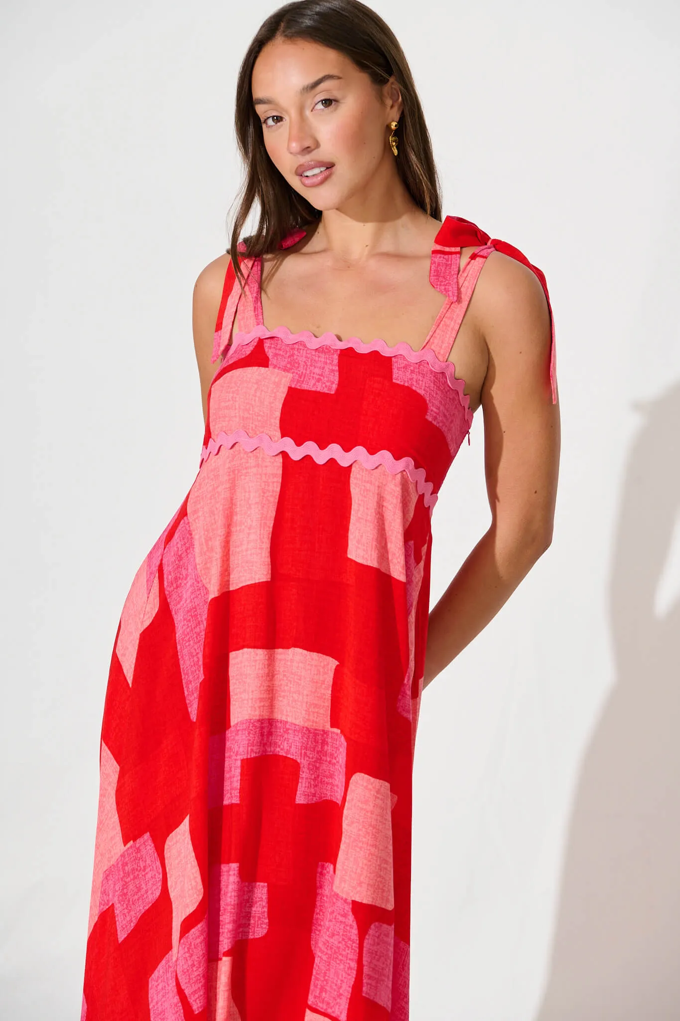 Somerset Maxi Sundress in Multi Red Print sold by St Frock product image thumbnail 2