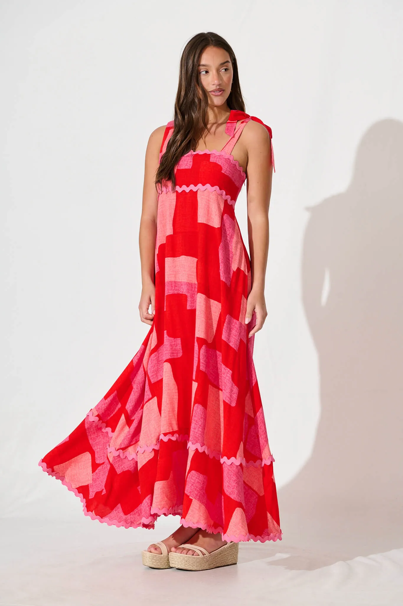 Somerset Maxi Sundress in Multi Red Print sold by St Frock product image thumbnail 3
