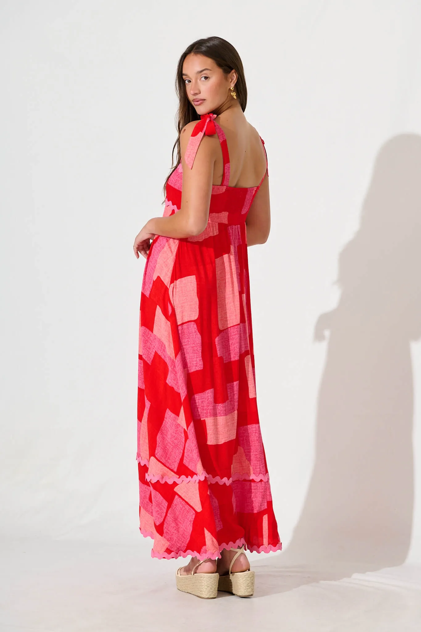 Somerset Maxi Sundress in Multi Red Print sold by St Frock product image thumbnail 4