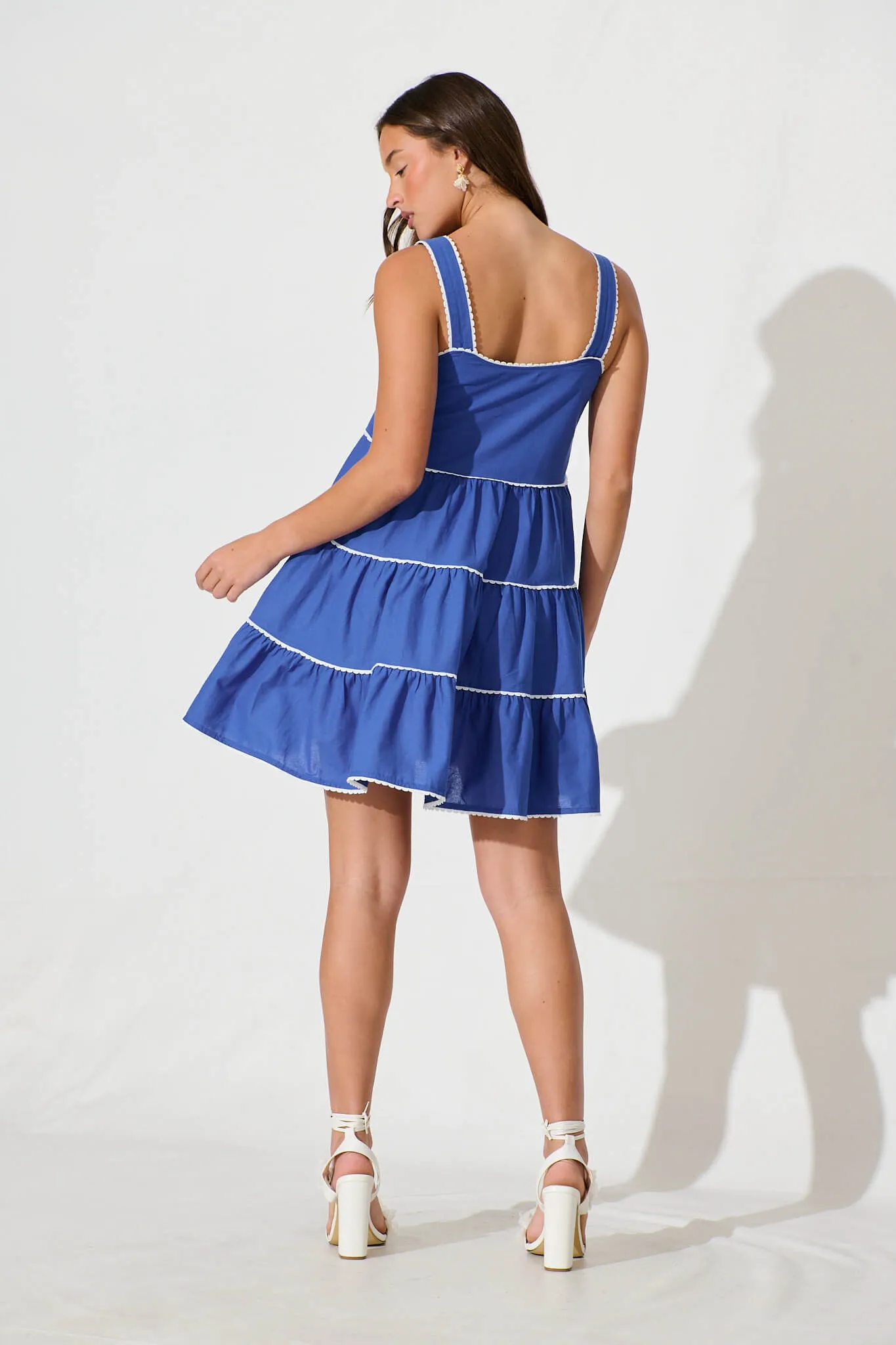 Coastal Sundress In Blue With White Contrast Trim sold by St Frock product image thumbnail 4