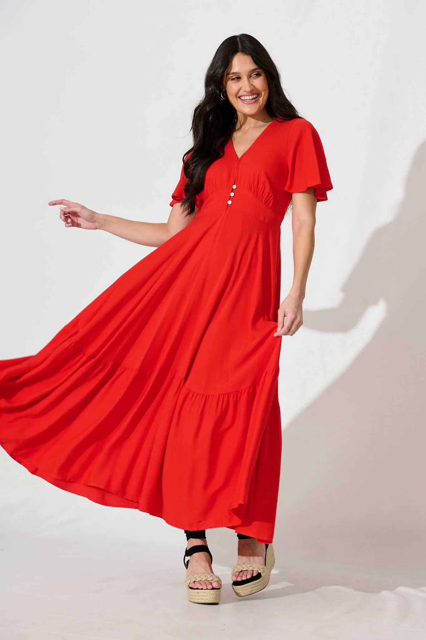 Nevada Maxi Dress in Red sold by St Frock