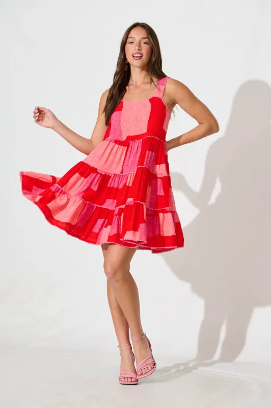 Coastal Sundress in Multi Red Print sold by St Frock