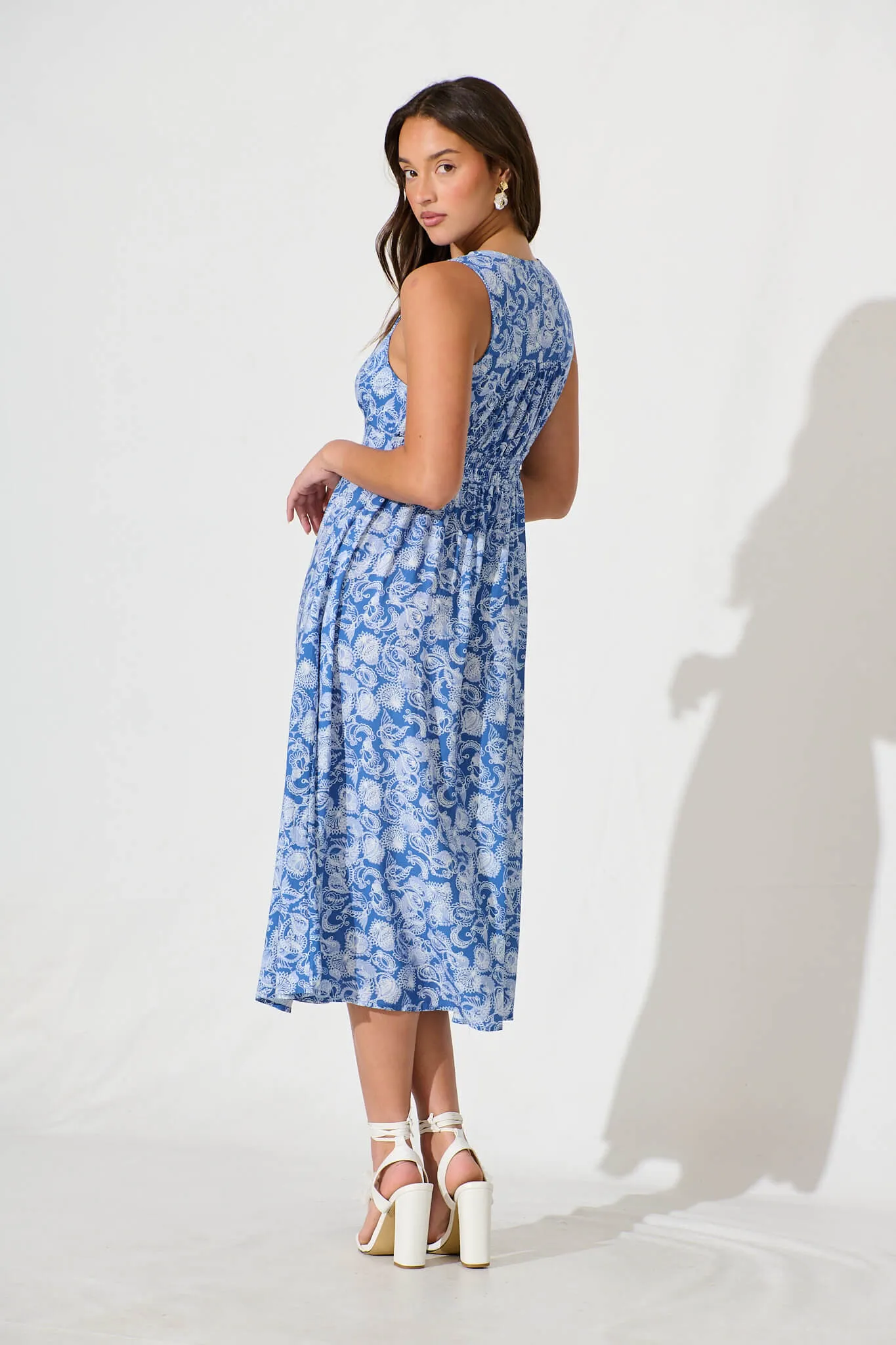 Ryland Midi Dress in Blue Paisley Print sold by St Frock product image thumbnail 4