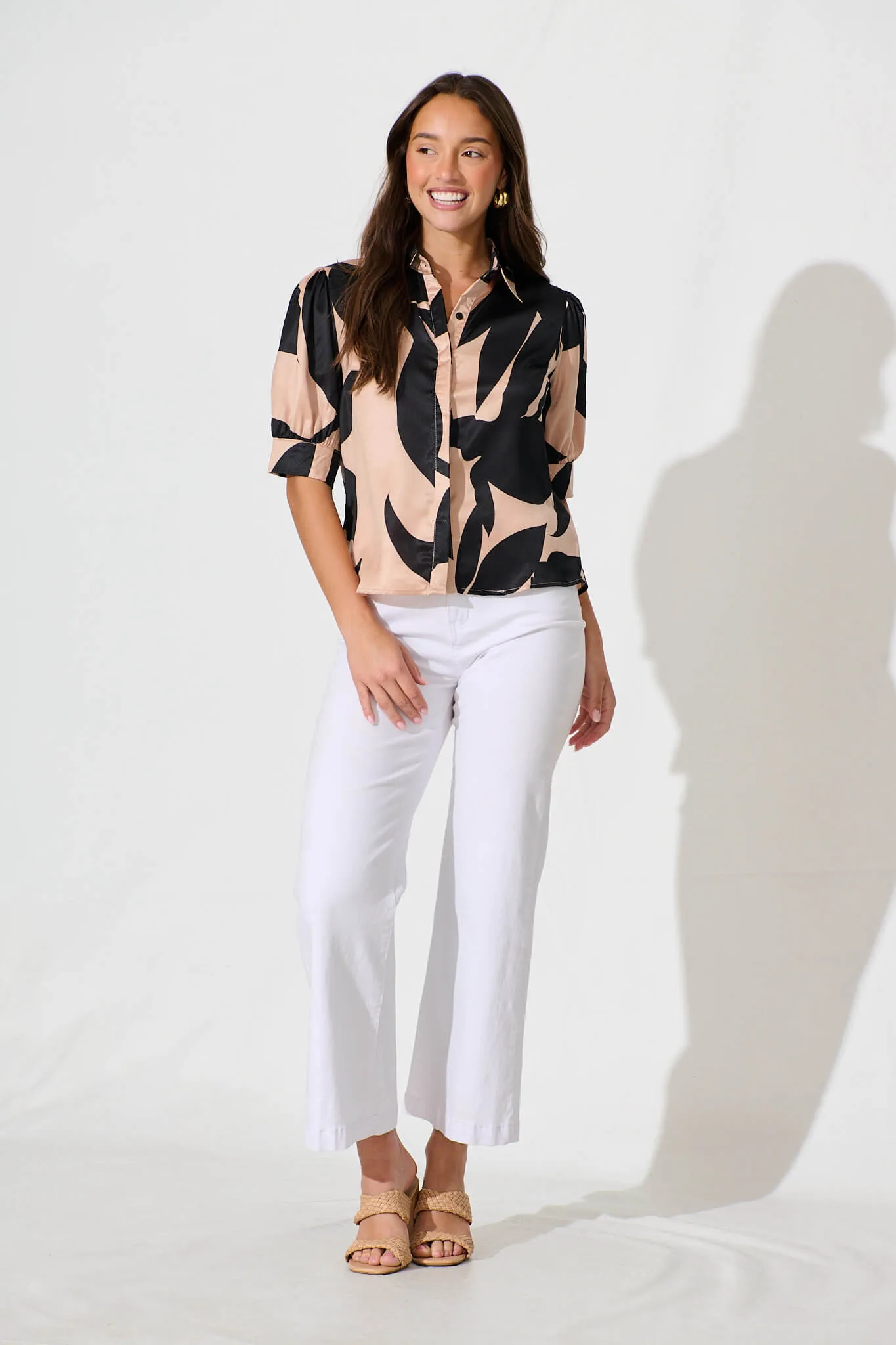 Eliana Shirt In Brown With Black Print sold by St Frock product image thumbnail 4