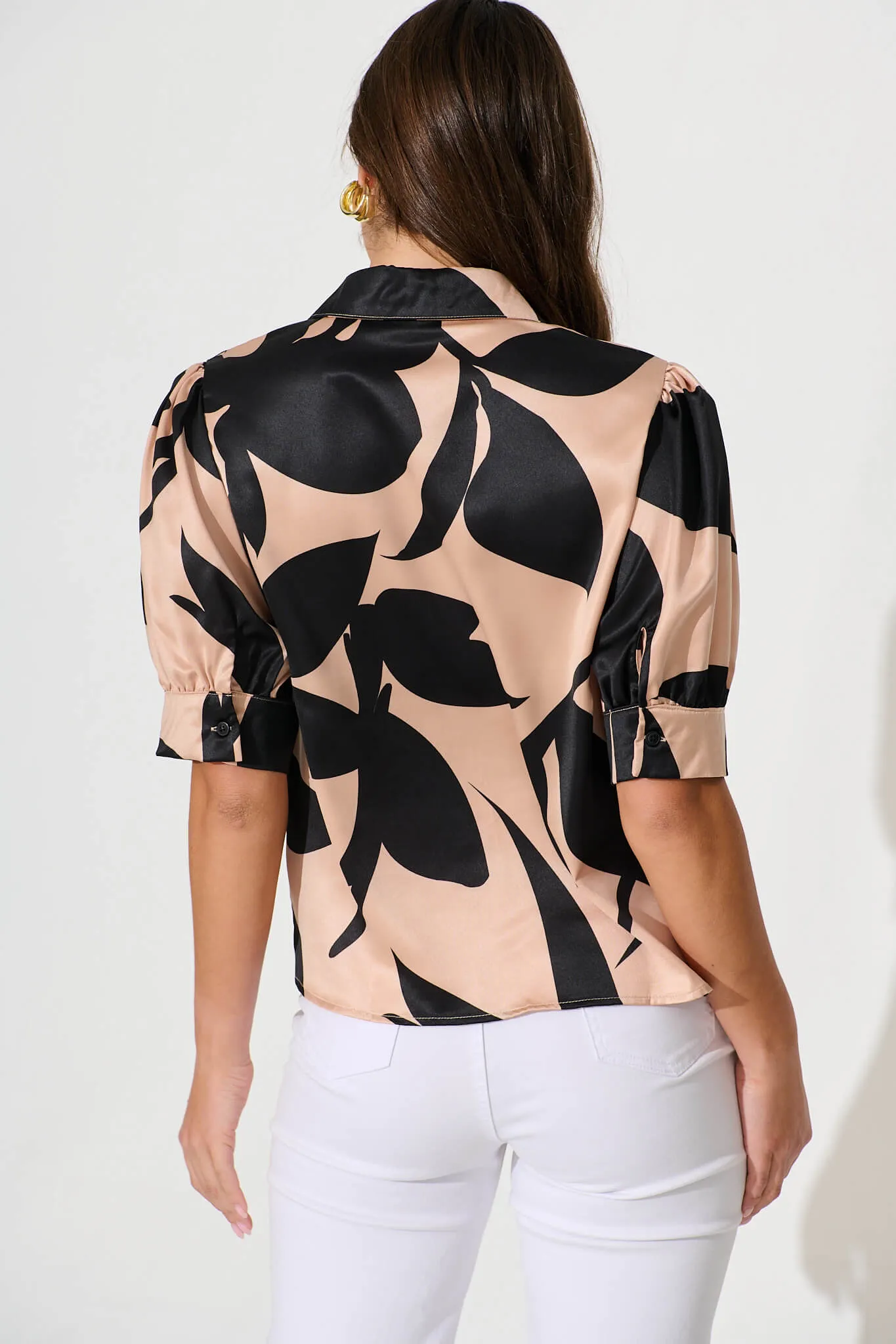 Eliana Shirt In Brown With Black Print sold by St Frock product image thumbnail 3