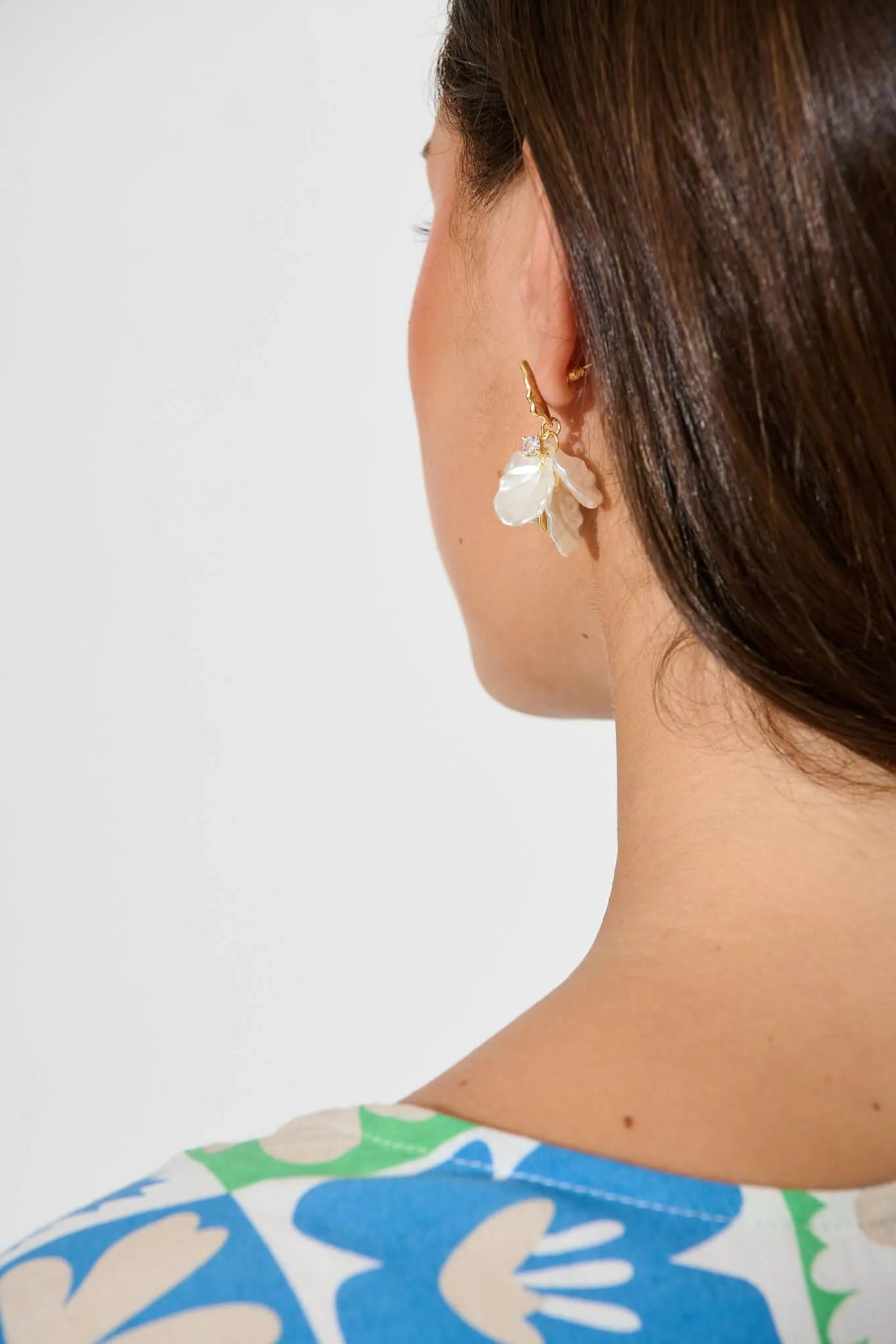 Galina Drop Earrings in Gold with Pearl sold by St Frock product image thumbnail 4