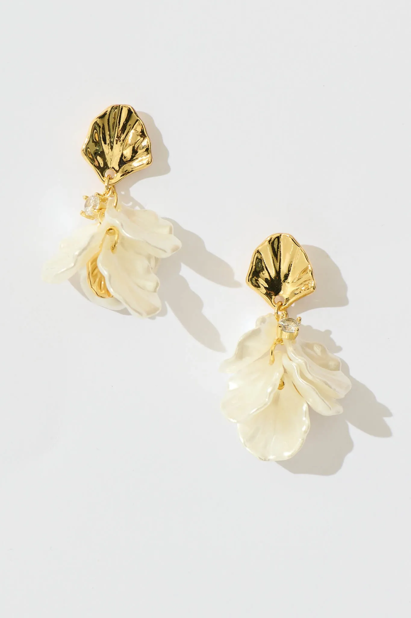 Galina Drop Earrings in Gold with Pearl sold by St Frock
