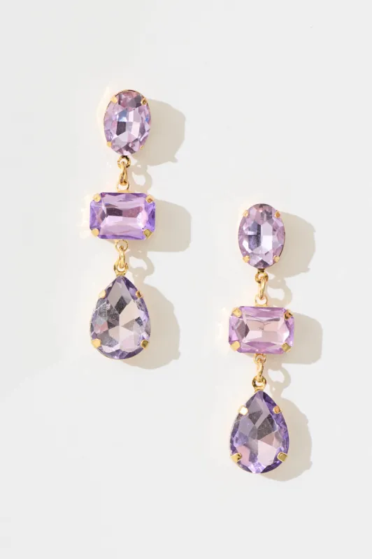 Belmonte Drop Earrings in Purple sold by St Frock