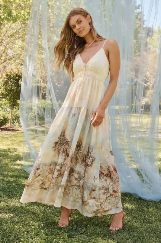Tilda Maxi Sundress In Pastel Multi Print sold by St Frock