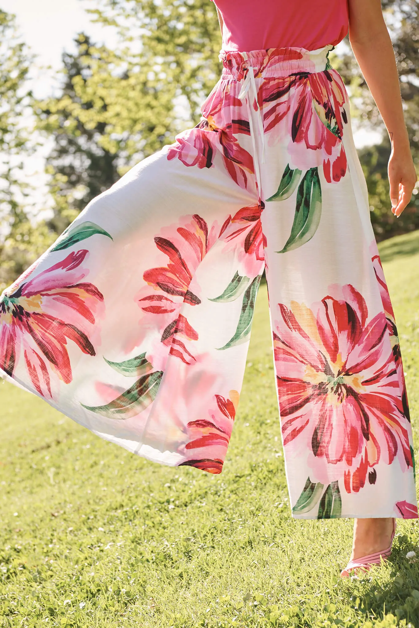Mariah Pant In White With Pink Floral sold by St Frock product image thumbnail 3