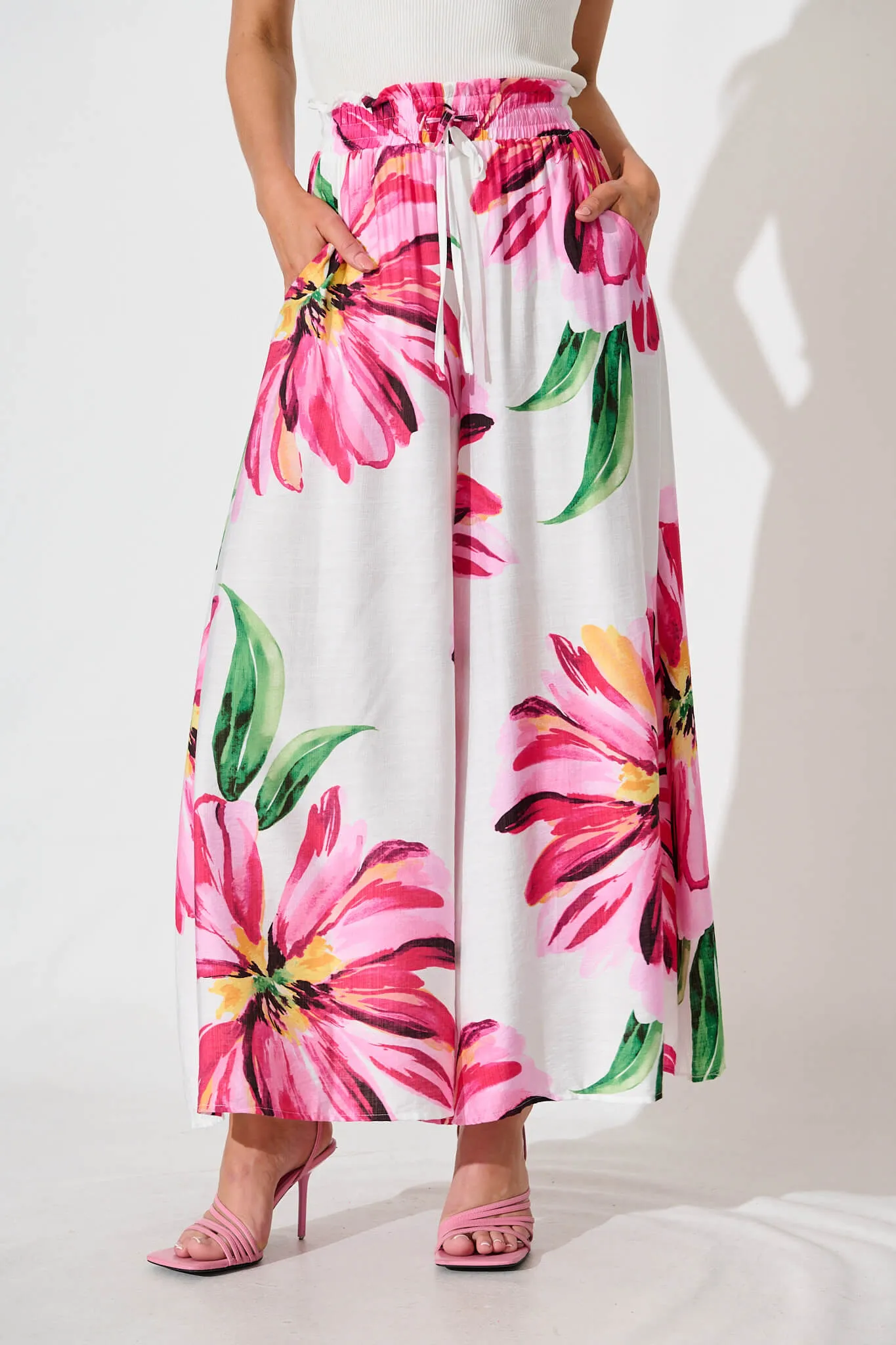 Mariah Pant In White With Pink Floral sold by St Frock product image thumbnail 2